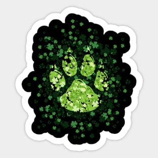 Dog Paw Irish Lucky Green Shamrock Clover - St Patricks Day Sticker